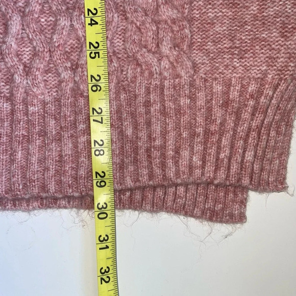 a new day Pink Cable Knit Mock Neck Oversized Tunic Sweater Small Women’s - Picture 8 of 11